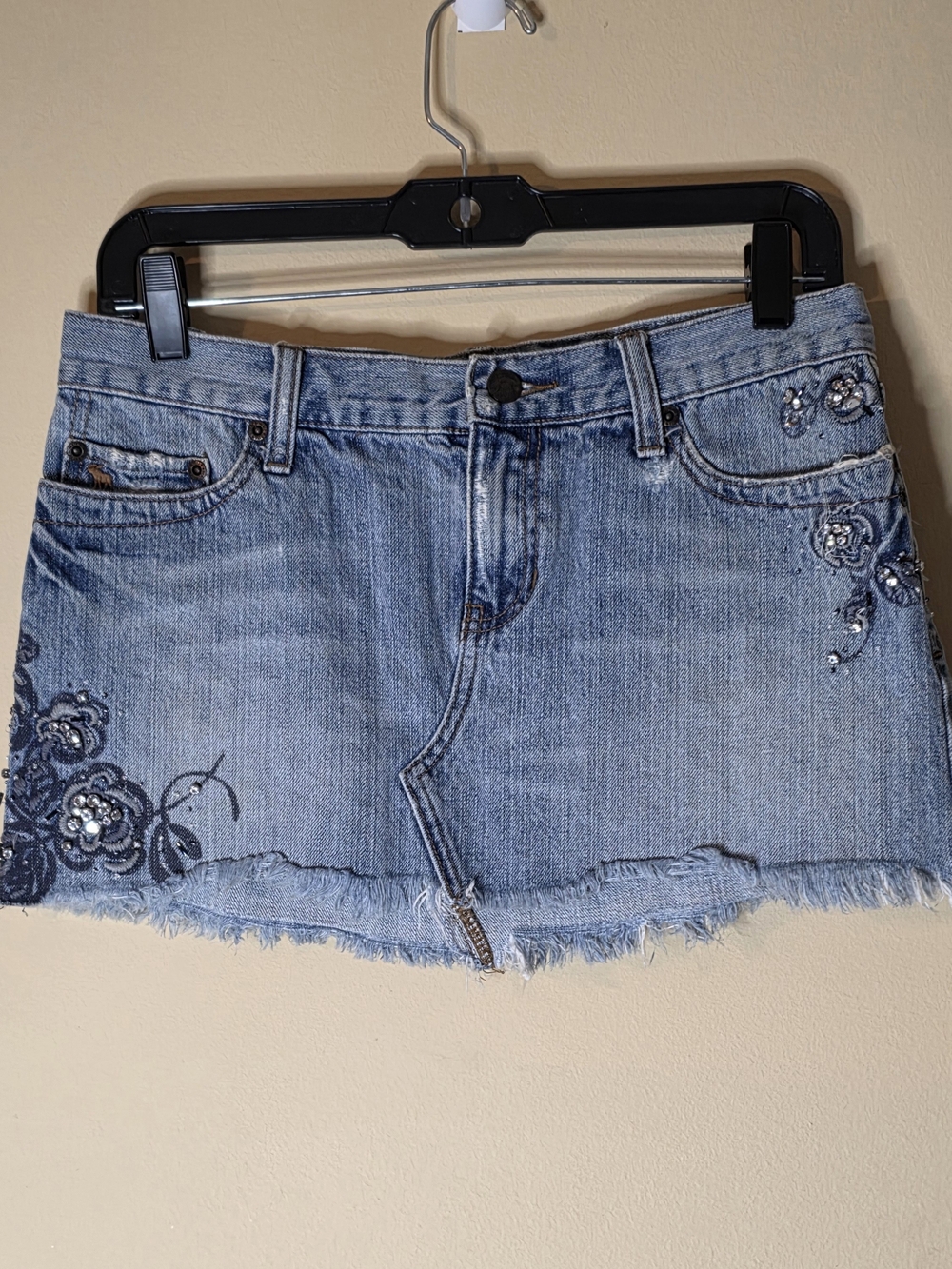 Abercrombie & Fitch Light Blue Embroidered Denim Mini Skirt